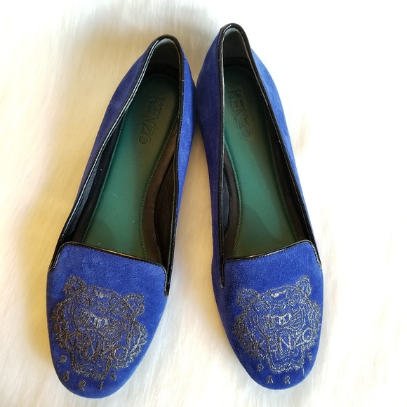 KENZO | Royal Blue Suede Smoking Slippers - Picture 1 of 8